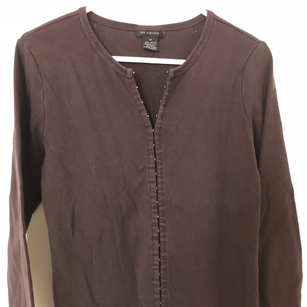 Brown cotton knit long sleeve top - Picture 2 of 4